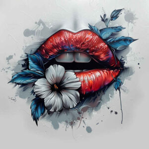 lips-with-dynamic-effect-tattoo – tattoo design ideas free ai generated – realism-realistic-contrast – for-abdomen – Gallery: mouths-lips-inkby-ai