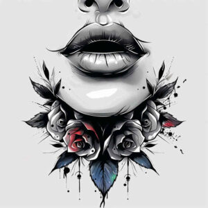 lips-with-dynamic-effect-tattoo – tattoo design ideas free ai generated – surrealism-chromatic-flux – for-elbow – Gallery: mouths-lips-inkby-ai