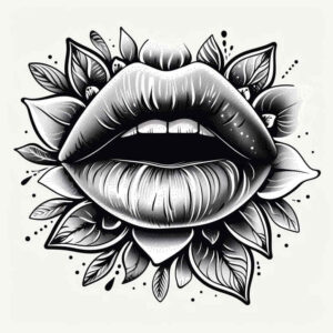 lips-with-fine-lines-tattoo – tattoo design ideas free ai generated – surrealism-fantastical-elements – for-lower-arm – Gallery: mouths-lips-inkby-ai
