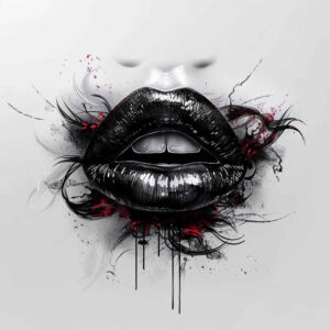 lips-with-floral-tattoo – tattoo design ideas free ai generated – realism-tactile-shading – for-upper-chest – Gallery: mouths-lips-inkby-ai