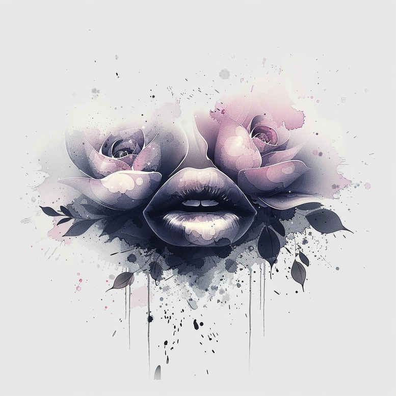 lips-with-frill-tattoo – tattoo design ideas free ai generated – neotraditional-bold-outline – for-biceps – Gallery: mouths-lips-inkby-ai