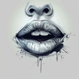 lips-with-frill-tattoo – tattoo design ideas free ai generated – neotraditional-expressive-color – for-upper-arm – Gallery: mouths-lips-inkby-ai