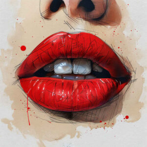 lips-with-frill-tattoo – tattoo design ideas free ai generated – realism-ink-precision – for-lower-chest – Gallery: mouths-lips-inkby-ai