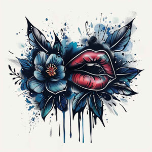 lips-with-frill-tattoo – tattoo design ideas free ai generated – realism-ink-realism – for-collarbone – Gallery: mouths-lips-inkby-ai