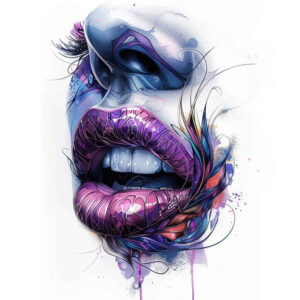 lips-with-gradient-tattoo – tattoo design ideas free ai generated – neotraditional-rich-shading – for-foot – Gallery: mouths-lips-inkby-ai