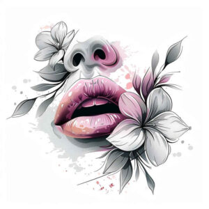 lips-with-heart-tattoo – tattoo design ideas free ai generated – realism-delicate-highlight – for-wrist-side – Gallery: mouths-lips-inkby-ai