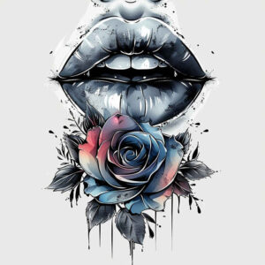 lips-with-heart-tattoo – tattoo design ideas free ai generated – surrealism-psychological-depth – for-calf – Gallery: mouths-lips-inkby-ai