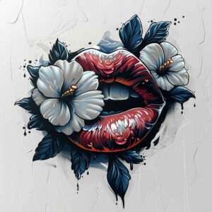 lips-with-light-tattoo – tattoo design ideas free ai generated – neotraditional-bold-color-blocks – for-scapula – Gallery: mouths-lips-inkby-ai