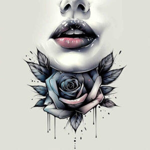 lips-with-light-tattoo – tattoo design ideas free ai generated – realism-lifelike – for-sternum – Gallery: mouths-lips-inkby-ai