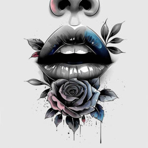 lips-with-makeup-tattoo – tattoo design ideas free ai generated – neotraditional-deep-blacks – for-back-shoulder – Gallery: mouths-lips-inkby-ai