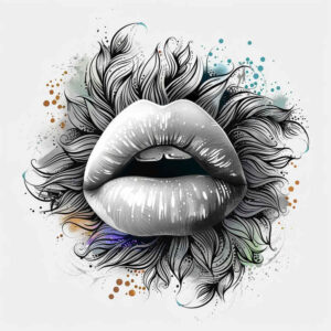 lips-with-makeup-tattoo – tattoo design ideas free ai generated – neotraditional-layered-fill – for-side – Gallery: mouths-lips-inkby-ai
