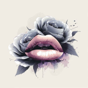 lips-with-organic-lines-tattoo – tattoo design ideas free ai generated – neotraditional-dynamic-composition – for-outer-arm – Gallery: mouths-lips-inkby-ai