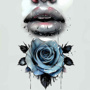 lips-with-organic-lines-tattoo – tattoo design ideas free ai generated – neotraditional-layered-inks – for-shin – Gallery: mouths-lips-inkby-ai
