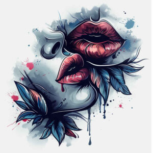 lips-with-organic-lines-tattoo – tattoo design ideas free ai generated – neotraditional-modern-classic – for-shoulder – Gallery: mouths-lips-inkby-ai