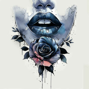 lips-with-ornament-tattoo – tattoo design ideas free ai generated – neotraditional-dynamic-linework – for-knee – Gallery: mouths-lips-inkby-ai
