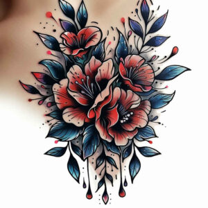 lips-with-reflection-tattoo – tattoo design ideas free ai generated – neotraditional-dynamic-color – for-shoulder-blade – Gallery: mouths-lips-inkby-ai