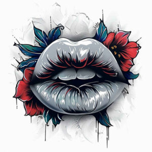 lips-with-shadow-tattoo – tattoo design ideas free ai generated – realism-contrast-ink – for-inner-arm – Gallery: mouths-lips-inkby-ai