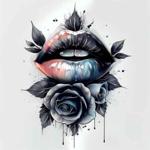 lips-with-shine – tattoo design ideas free ai generated – surrealism-enigmatic-aura – for-foot – Gallery: mouths-lips-inkby-ai
