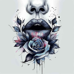 lips-with-shine – tattoo design ideas free ai generated – surrealism-unreal – for-inner-arm – Gallery: mouths-lips-inkby-ai