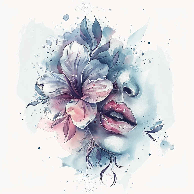 lips-with-soft-shading-tattoo – tattoo design ideas free ai generated – neotraditional-contrasting-colors – for-chest – Gallery: mouths-lips-inkby-ai