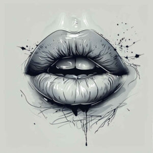 lips-with-soft-shading-tattoo – tattoo design ideas free ai generated – realism-focal-blur – for-foot – Gallery: mouths-lips-inkby-ai