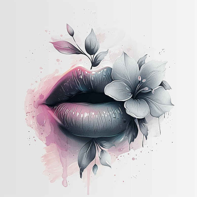 lips-with-soft-shading-tattoo – tattoo design ideas free ai generated – surrealism-altered-reality – for-forearm – Gallery: mouths-lips-inkby-ai