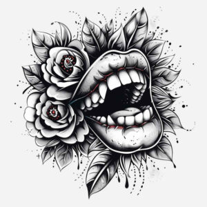 lips-with-strokes-tattoo – tattoo design ideas free ai generated – realism-contrast-play – for-foot – Gallery: mouths-lips-inkby-ai