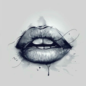 lips-with-strokes-tattoo – tattoo design ideas free ai generated – surrealism-fragmentation – for-scapula – Gallery: mouths-lips-inkby-ai