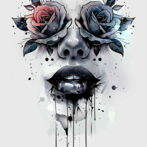 lips-with-symbol-tattoo – tattoo design ideas free ai generated – neotraditional-textural-detail – for-nape – Gallery: mouths-lips-inkby-ai