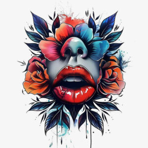 lips-with-symbol-tattoo – tattoo design ideas free ai generated – realism-depth-of-field – for-collarbone – Gallery: mouths-lips-inkby-ai