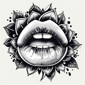 lips-with-symbol-tattoo – tattoo design ideas free ai generated – realism-natural-color-palette – for-upper-shoulder – Gallery: mouths-lips-inkby-ai