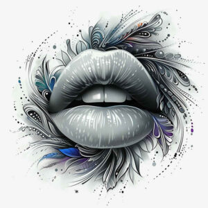 lips-with-texture-tattoo – tattoo design ideas free ai generated – surrealism-blurred-edges – for-shoulder – Gallery: mouths-lips-inkby-ai