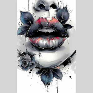 lips-with-texture-tattoo – tattoo design ideas free ai generated – surrealism-distorted-reality – for-back-shoulder – Gallery: mouths-lips-inkby-ai