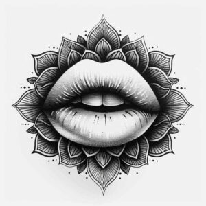 masculine-lips-tattoo – tattoo design ideas free ai generated – realism-natural-blush – for-lower-thigh – Gallery: mouths-lips-inkby-ai