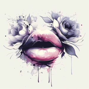 realistic-lips – tattoo design ideas free ai generated – neotraditional-subtle-tone – for-behind-ear – Gallery: mouths-lips-inkby-ai