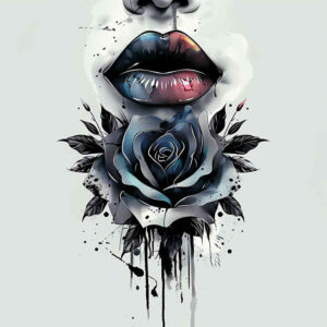 realistic-lips – tattoo design ideas free ai generated – surrealism-floating-elements – for-knee – Gallery: mouths-lips-inkby-ai