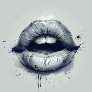 shaded-lips-tattoo – tattoo design ideas free ai generated – neotraditional-clean-fill – for-upper-thigh – Gallery: mouths-lips-inkby-ai