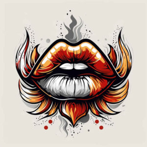 shaded-lips-tattoo – tattoo design ideas free ai generated – neotraditional-modern-classic – for-side – Gallery: mouths-lips-inkby-ai