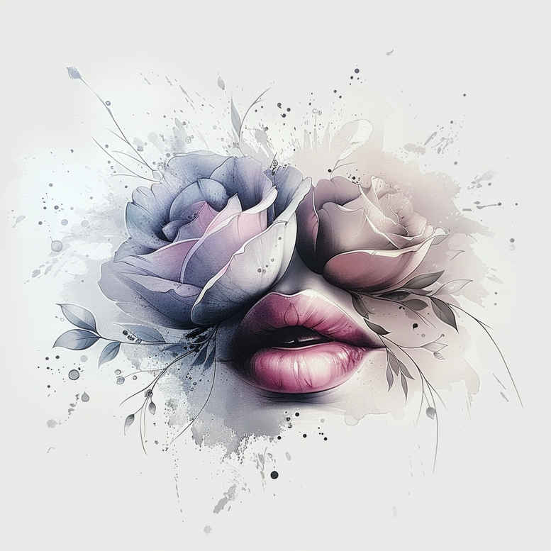 shaded-lips-tattoo – tattoo design ideas free ai generated – realism-realistic-texture – for-collarbone – Gallery: mouths-lips-inkby-ai