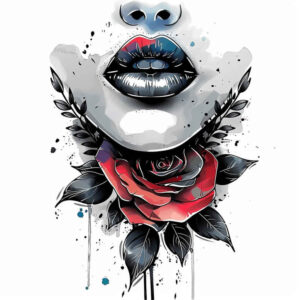shaded-lips-tattoo – tattoo design ideas free ai generated – surrealism-ethereal – for-wrist-side – Gallery: mouths-lips-inkby-ai