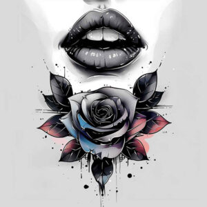 shaded-lips-tattoo – tattoo design ideas free ai generated – surrealism-fantasy-inspired – for-side-torso – Gallery: mouths-lips-inkby-ai