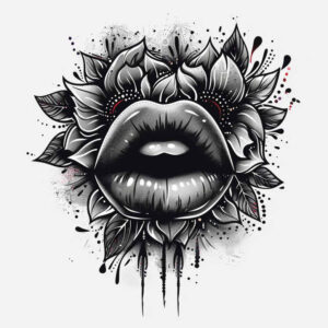 mouths-lips tattoo design ideas diminutive 3D-rendered for upper shoulder
