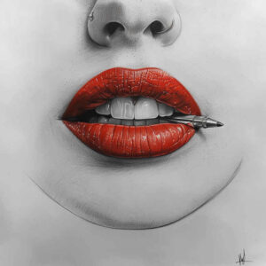 mouths-lips tattoo design ideas pure outline artistic contrast resilience and power