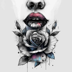 mouths-lips tattoo design ideas small detail bold color blocks endurance and power