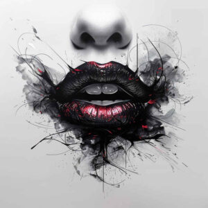 mouths-lips tattoo design ideas thin script bold texture for temple