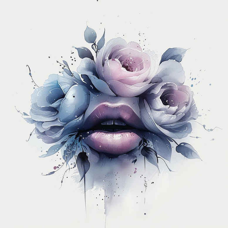 mouths-lips tattoo design ideas pure shape bright color for lower leg
