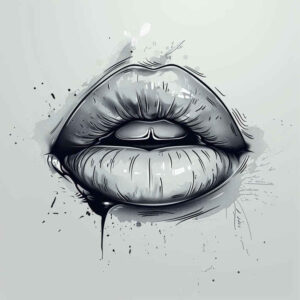 mouths-lips tattoo design ideas simple icon CGI-rendered for scapula