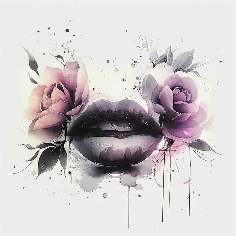 mouths-lips tattoo design ideas gentle angle classic composition for ankle
