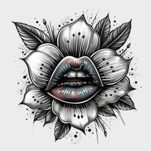 mouths-lips tattoo design ideas pure outline classic motifs for nape