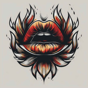 mouths-lips tattoo design ideas single color clean lines for stomach